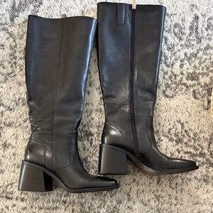 Black Leather Vince Camuto Knee-High Boots